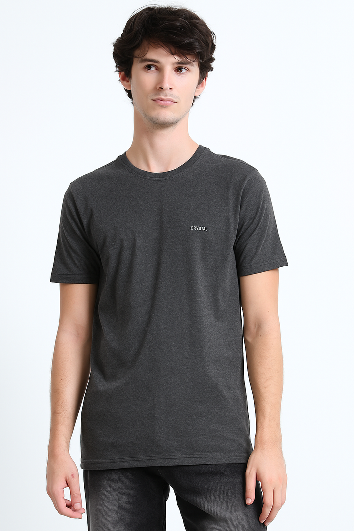 BU 07 basic T-shirts-charcoal melange