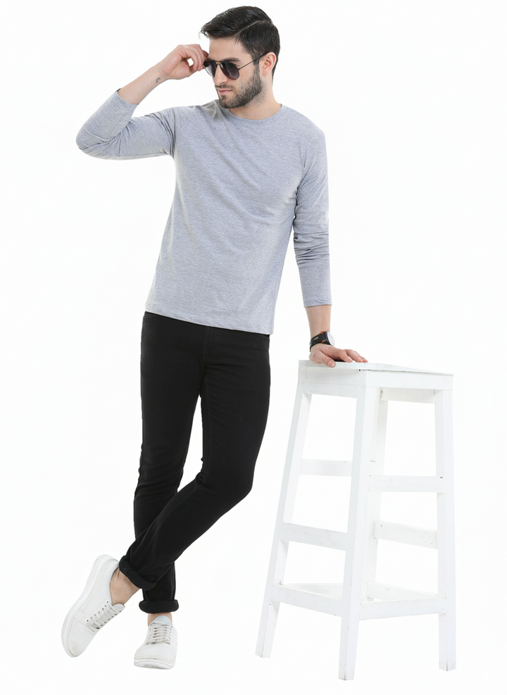 BU_09_Long_Sleeve_Round_Neck_T-Shirt_-_Grey_Melange