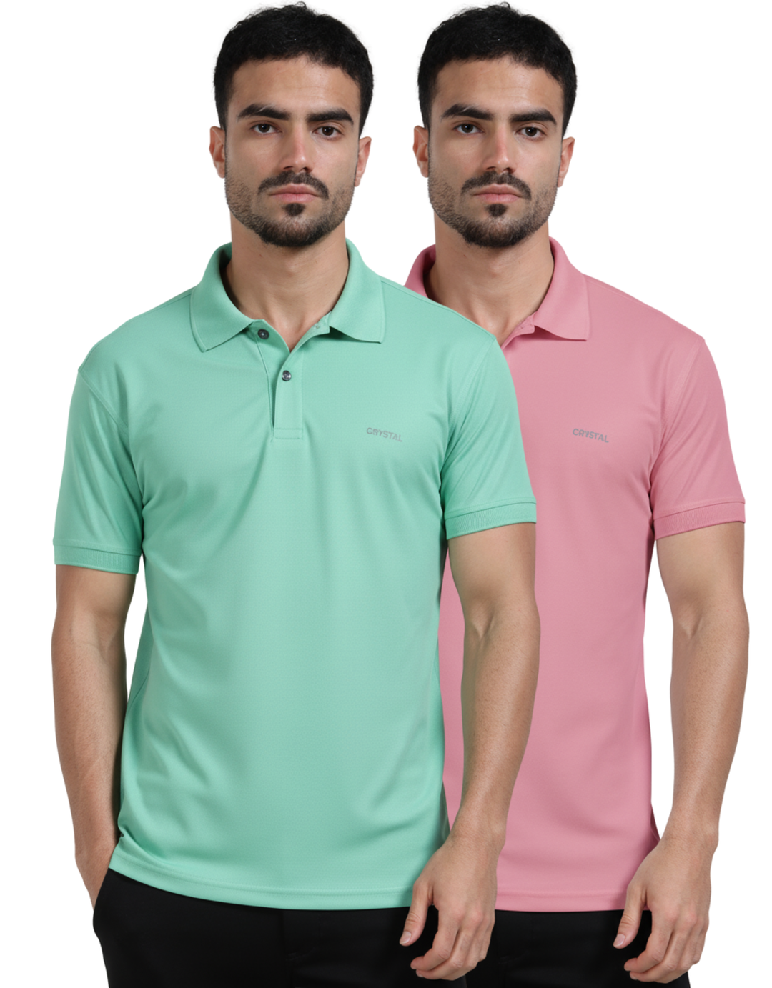 DK 01 Driknit Microfiber Polo Tshirt (Pack of 2)- (Ice Green,Heather Rose)