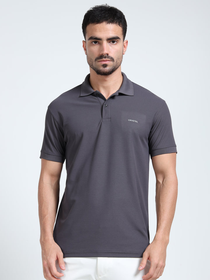 DK 01 polo t-shirt-Charcoal