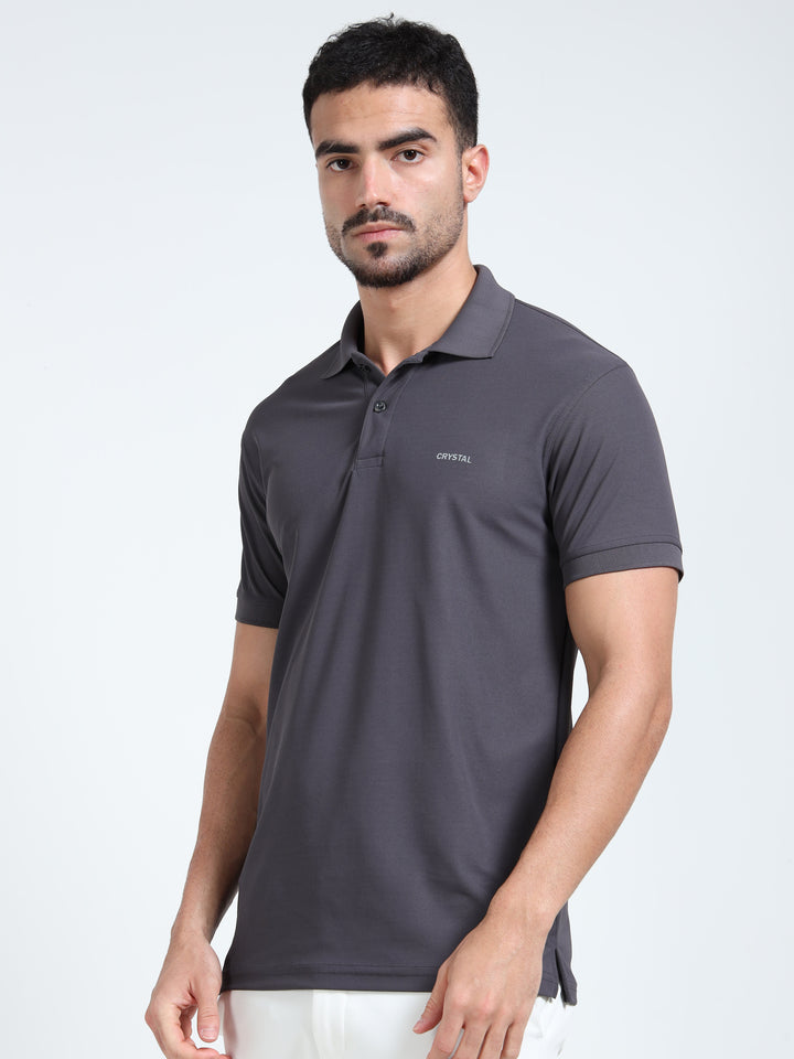 DK 01 polo t-shirt-Charcoal