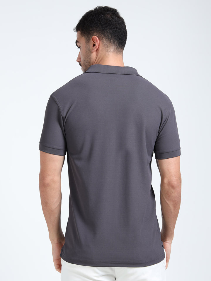DK 01 polo t-shirt-Charcoal