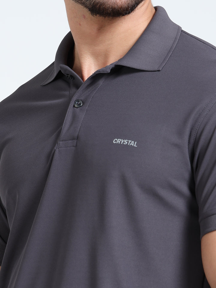 DK 01 polo t-shirt-Charcoal