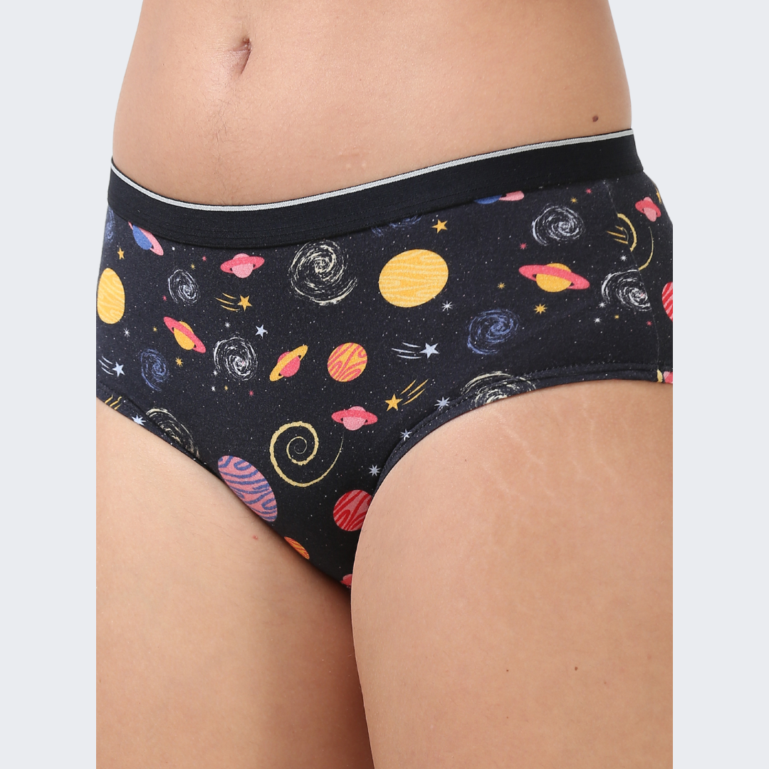 Date Modal Elastane Hipster Printed Panties-Cosmic Wave