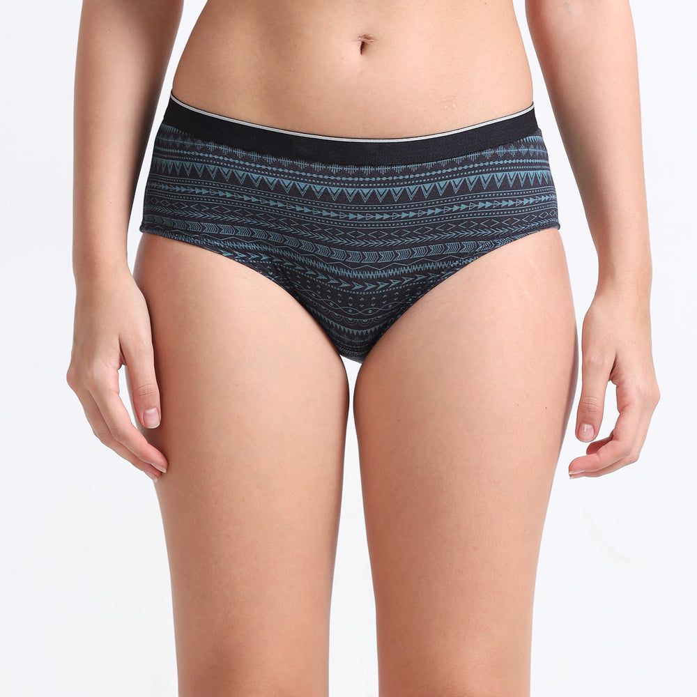 Date Modal Elastane Hipster Printed Panties- Aztec