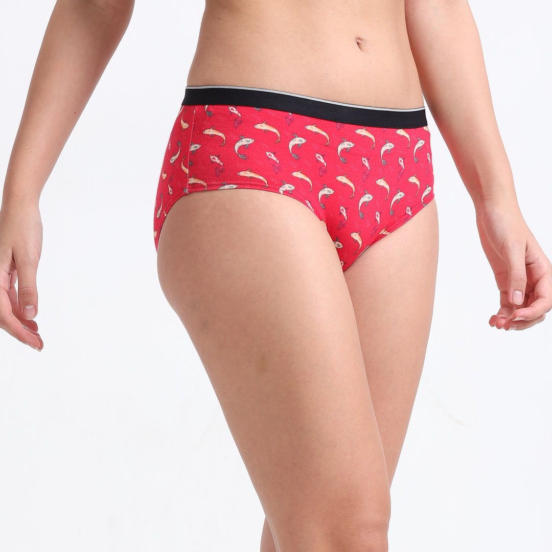 Date Modal Elastane Hipster Printed Panties- Bubblegum Sea