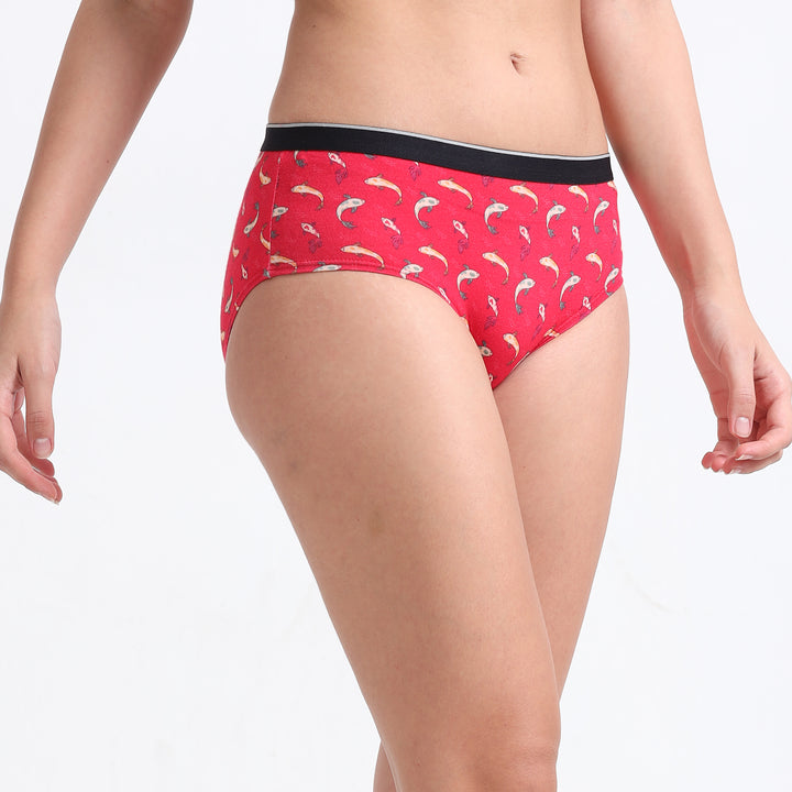 Date Modal Elastane Hipster Printed Panties- Bubblegum Sea