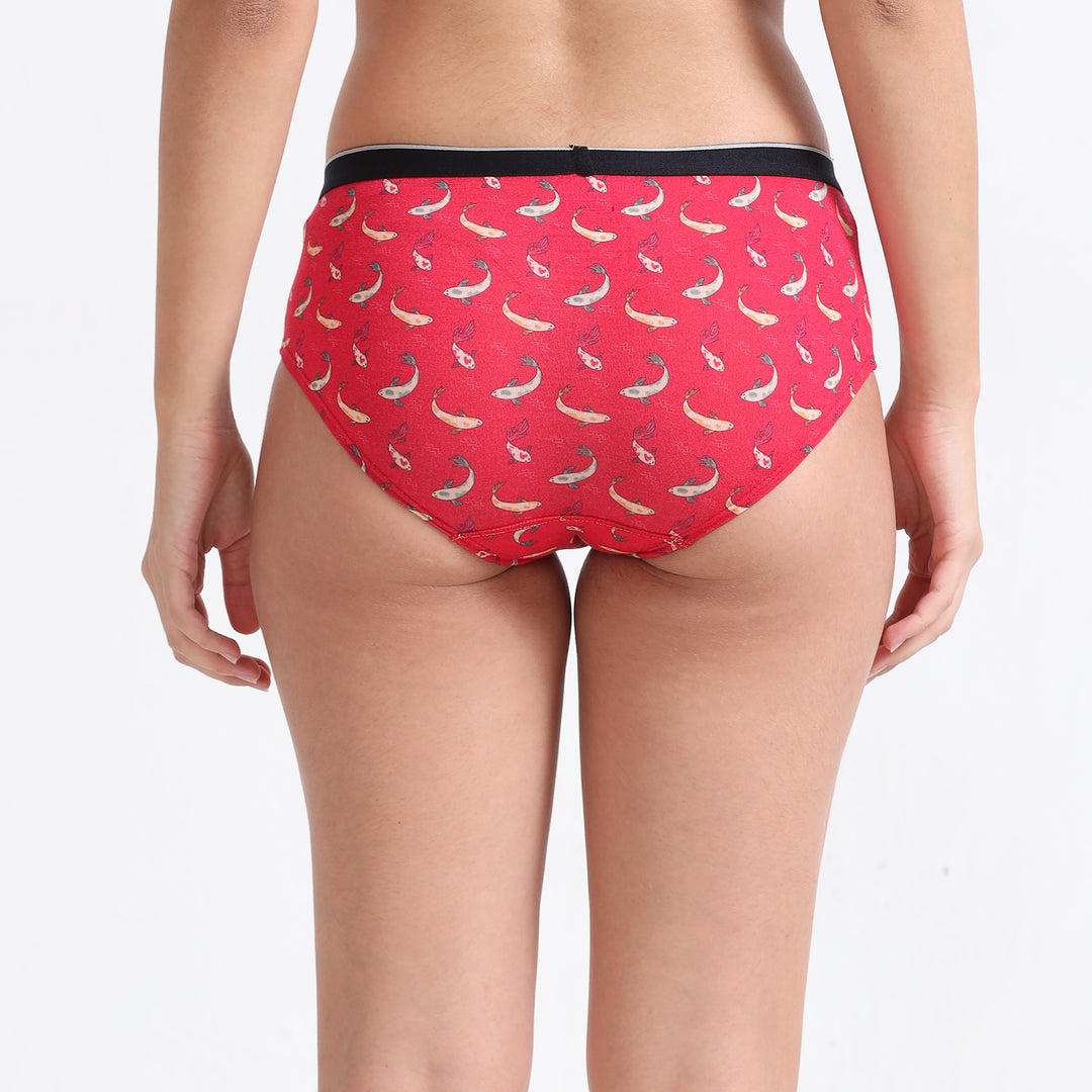 Date Modal Elastane Hipster Printed Panties- Bubblegum Sea