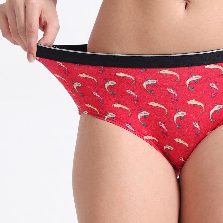 Date Modal Elastane Hipster Printed Panties- Bubblegum Sea