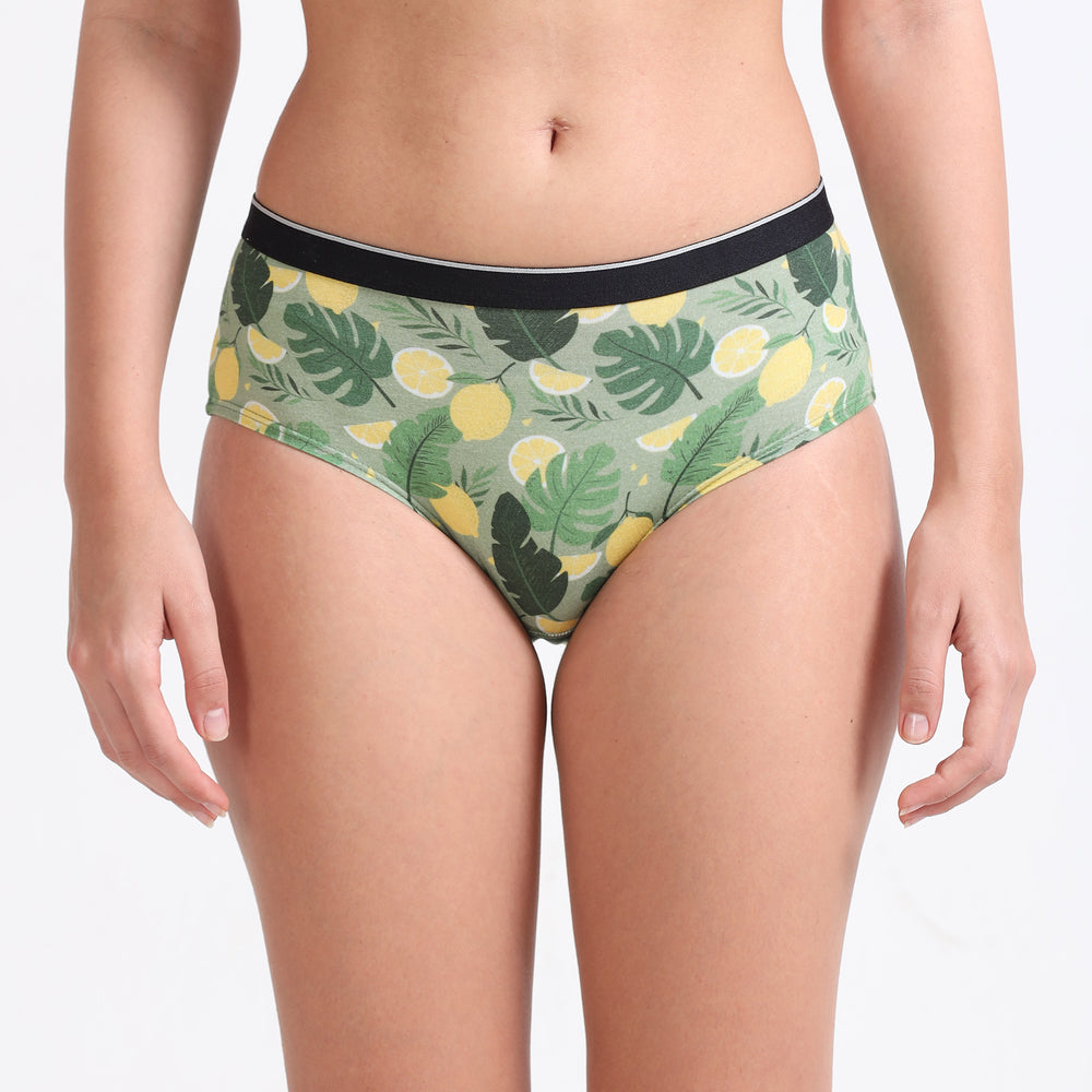 Date Modal Elastane Hipster Printed Panties- Lemon Lush