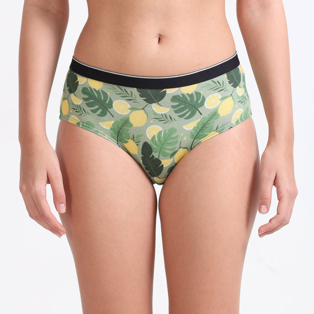 Date Modal Elastane Hipster Printed Panties- Lemon Lush