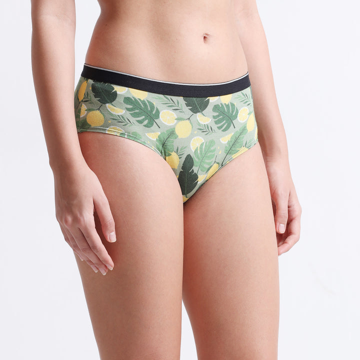 Date Modal Elastane Hipster Printed Panties- Lemon Lush