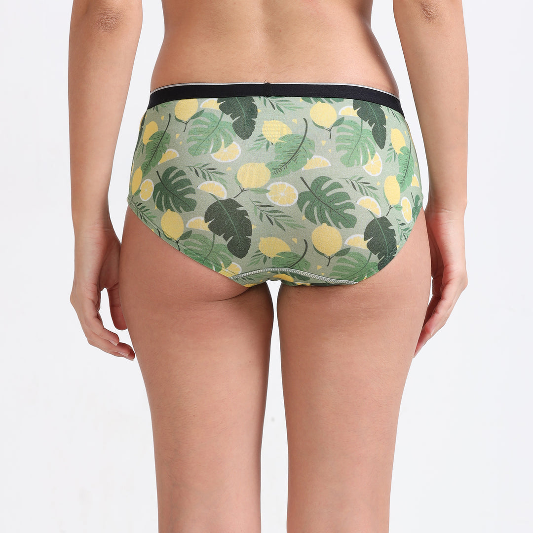 Date Modal Elastane Hipster Printed Panties- Lemon Lush