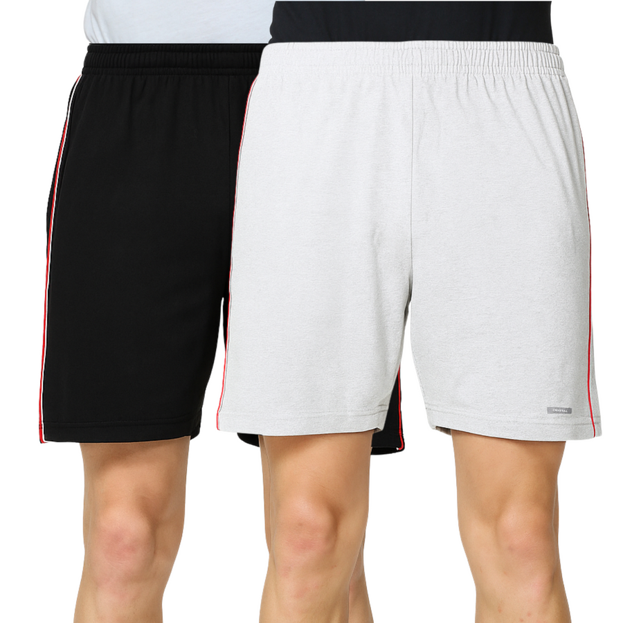 Knit Shorts-Black,Grey melange