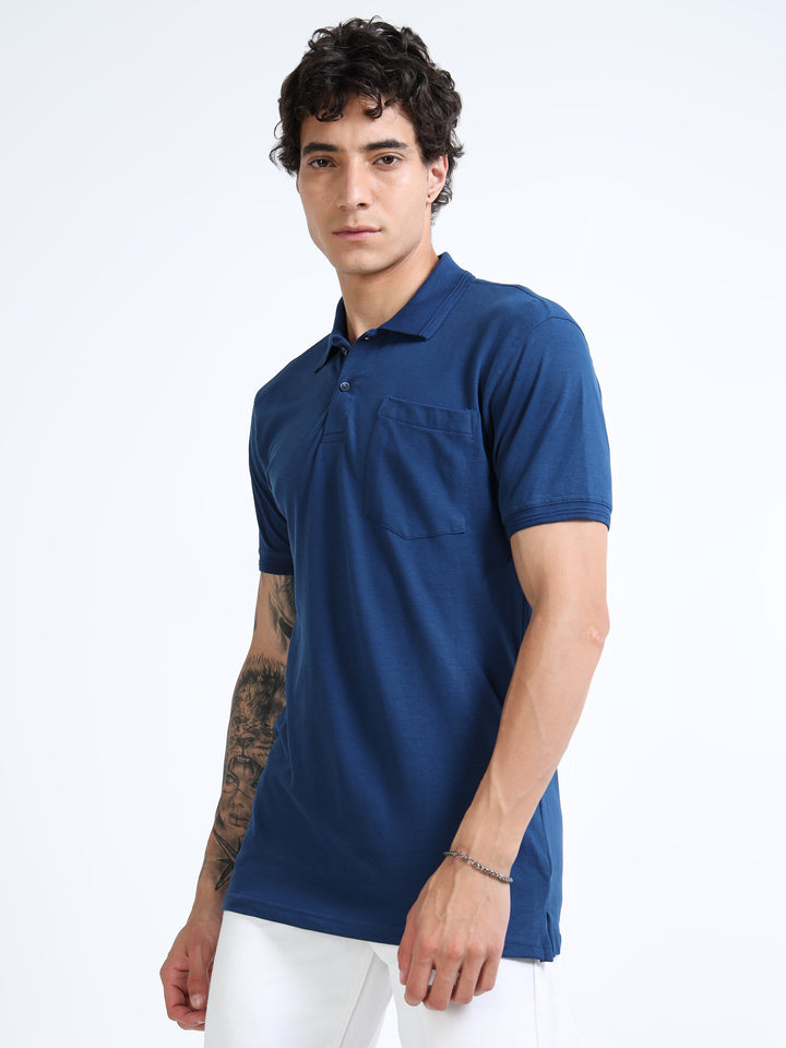 LE 21 Polo T-shirt with Pocket - Diesel Blue