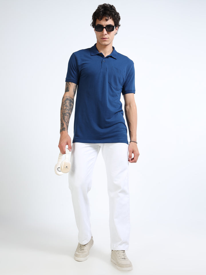 LE 21 Polo T-shirt with Pocket - Diesel Blue