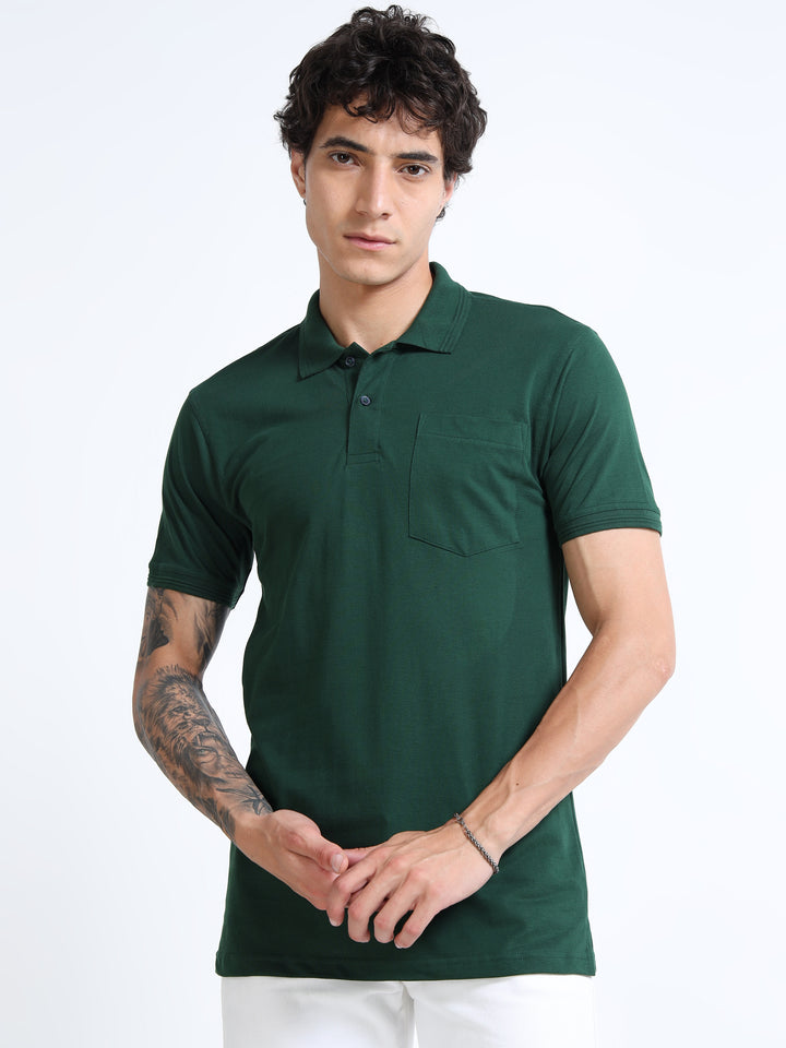 LE 21 Polo T-shirt with Pocket - Pine Green