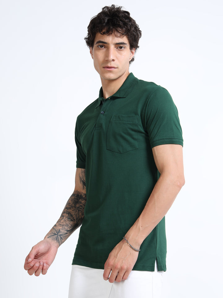 LE 21 Polo T-shirt with Pocket - Pine Green