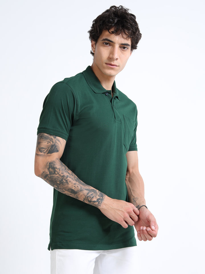 LE 21 Polo T-shirt with Pocket - Pine Green