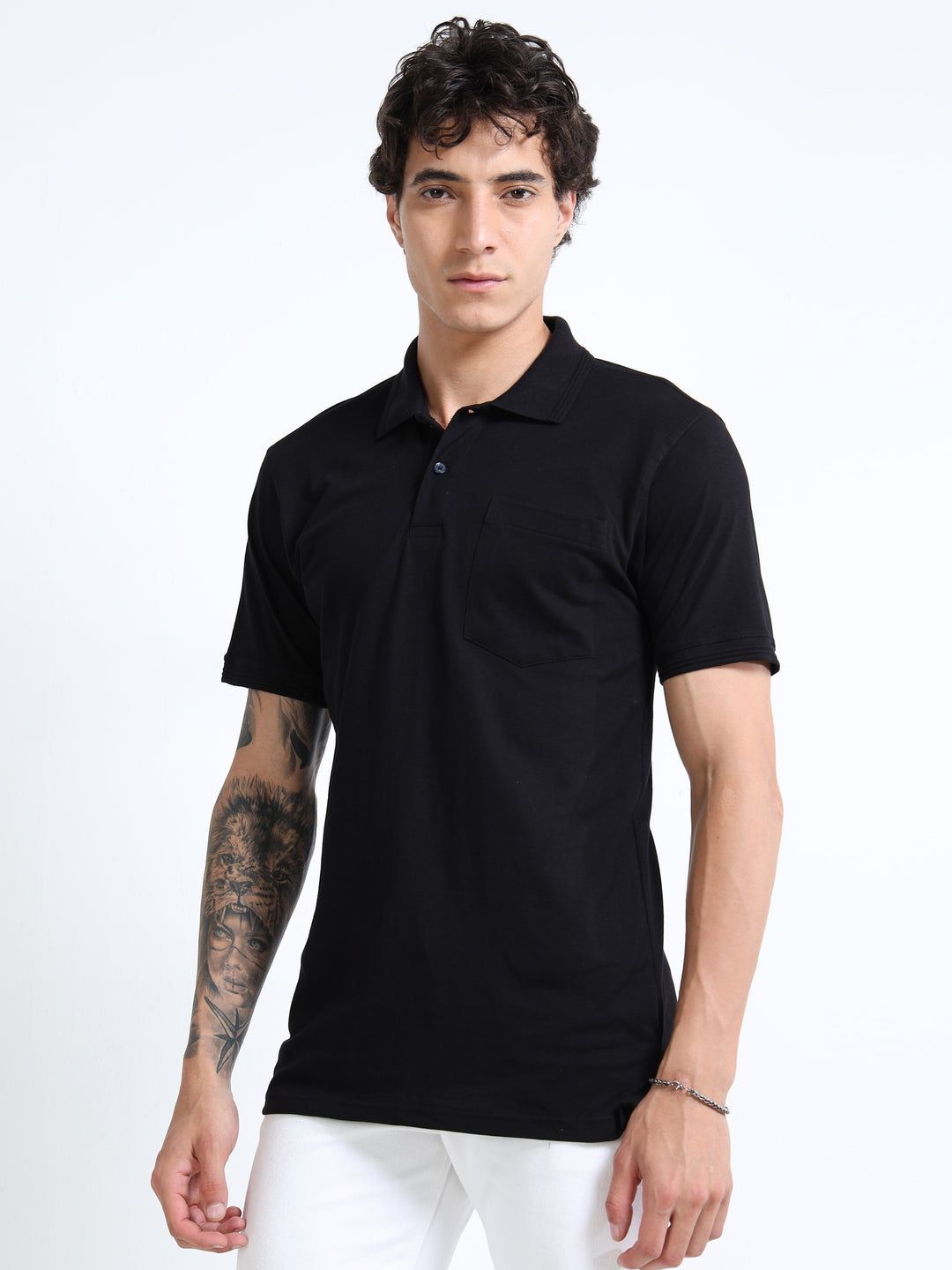 LE 21 Polo T-shirt with Pocket - Black