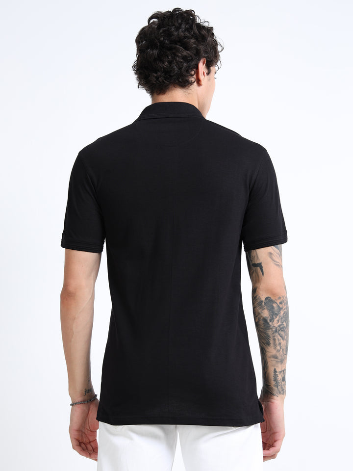 LE 21 Polo T-shirt with Pocket - Black
