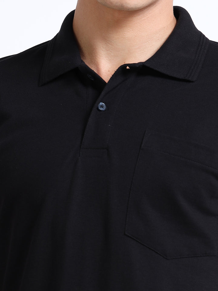LE 21 Polo T-shirt with Pocket - Black