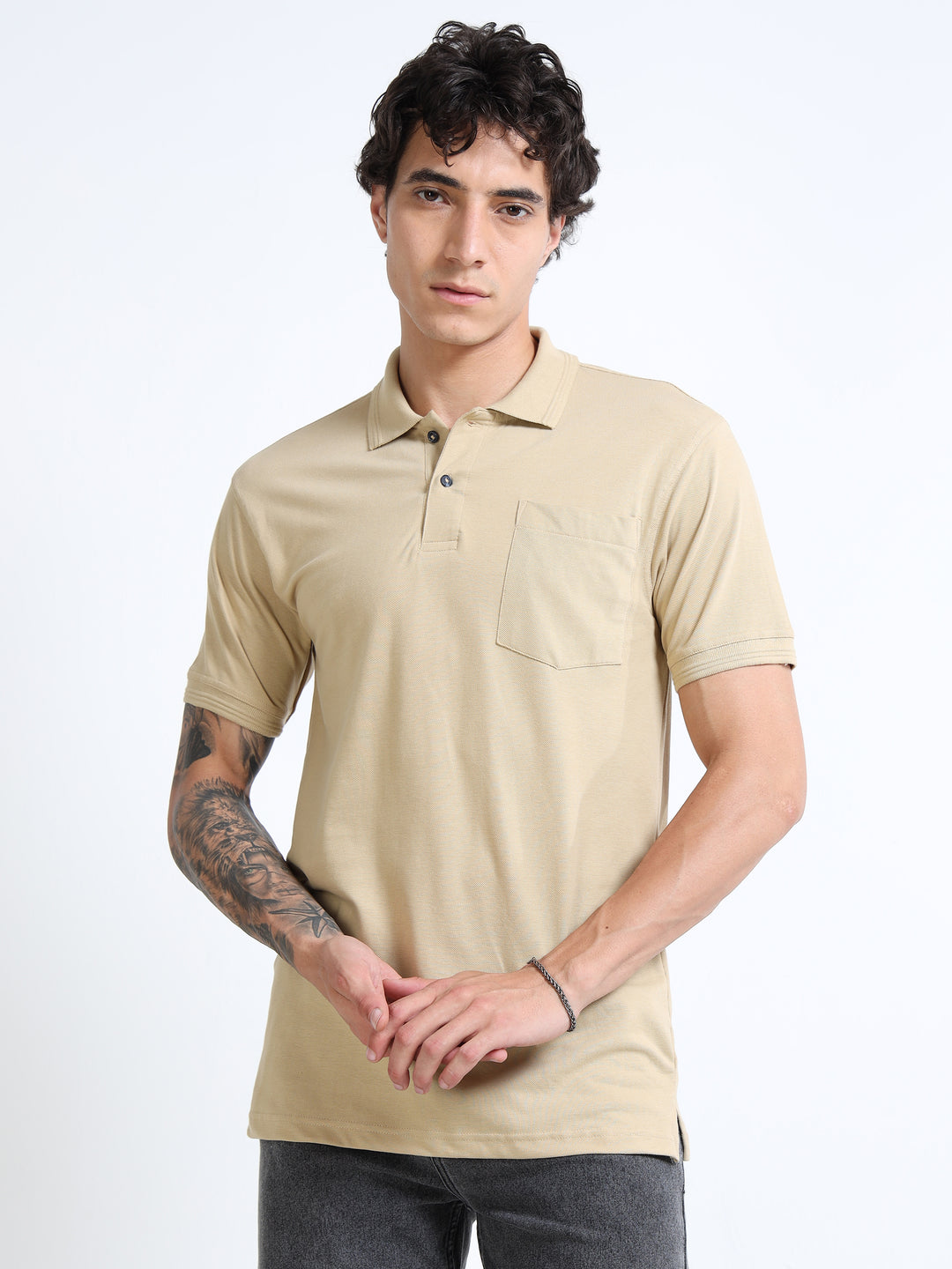 LE 21 Polo T-shirt with Pocket - Beige