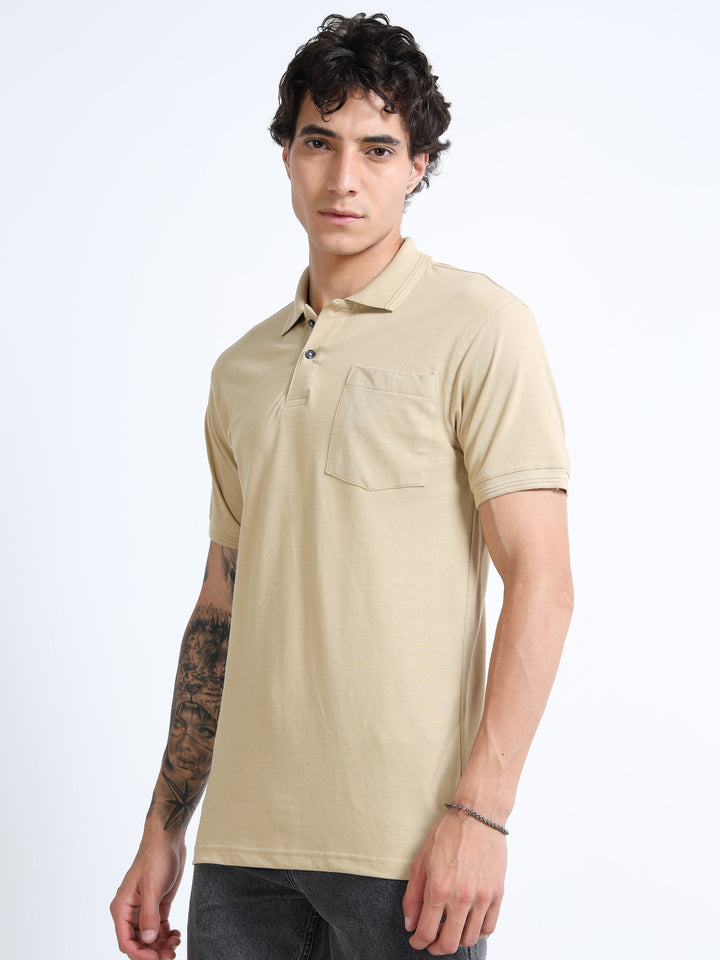 LE 21 Polo T-shirt with Pocket - Beige