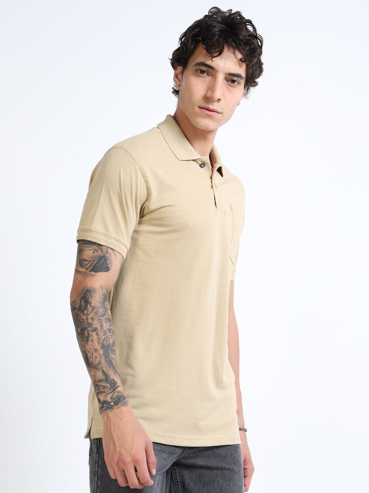 LE 21 Polo T-shirt with Pocket - Beige