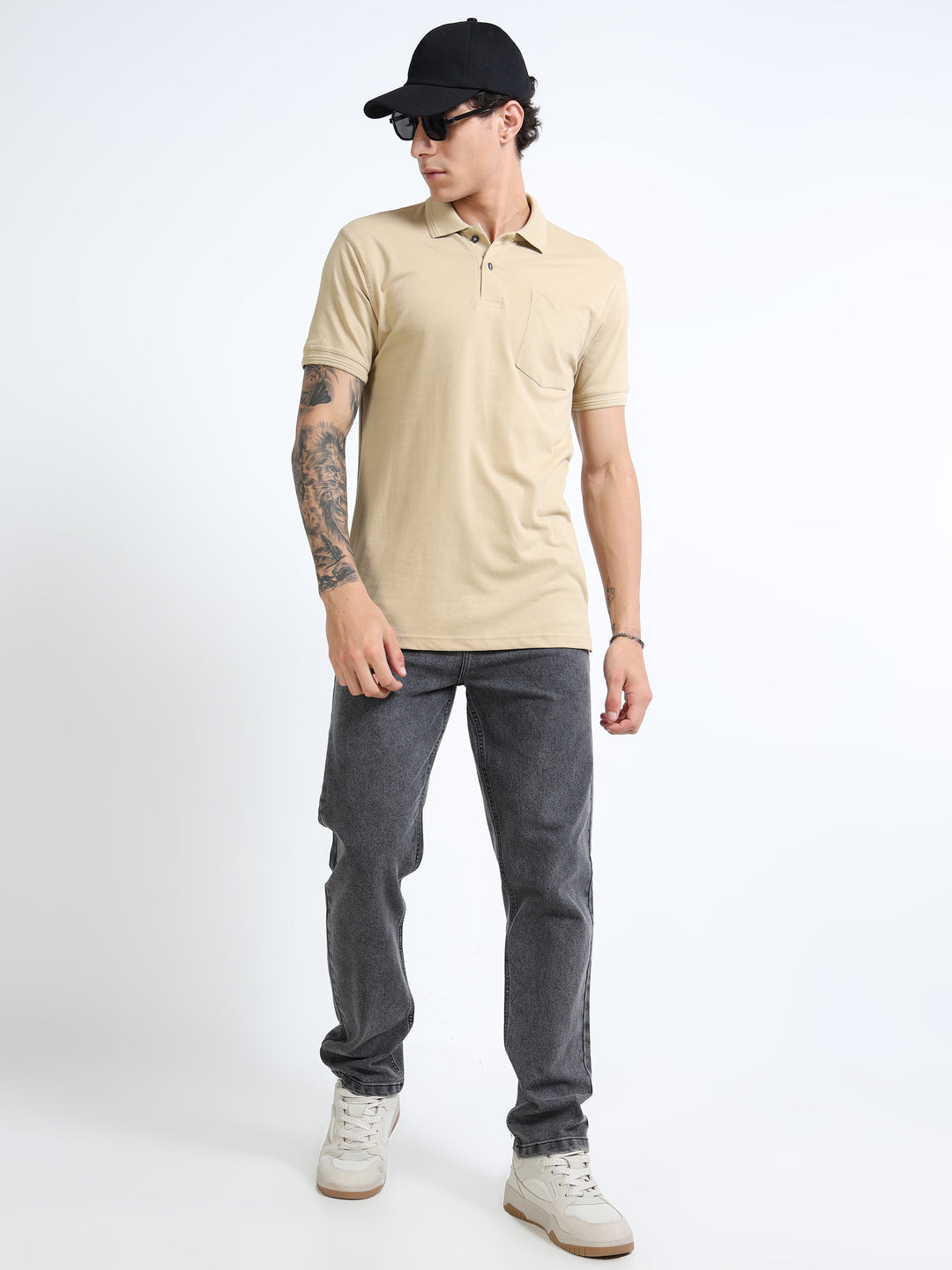 LE 21 Polo T-shirt with Pocket - Beige