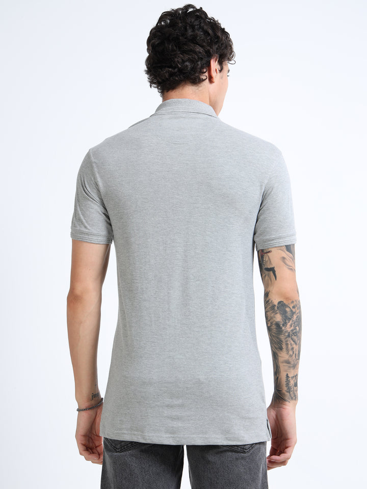 LE 21 Polo T-shirt with Pocket - Grey Melange