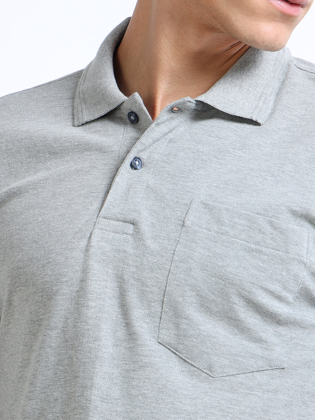 LE 21 Polo T-shirt with Pocket - Grey Melange
