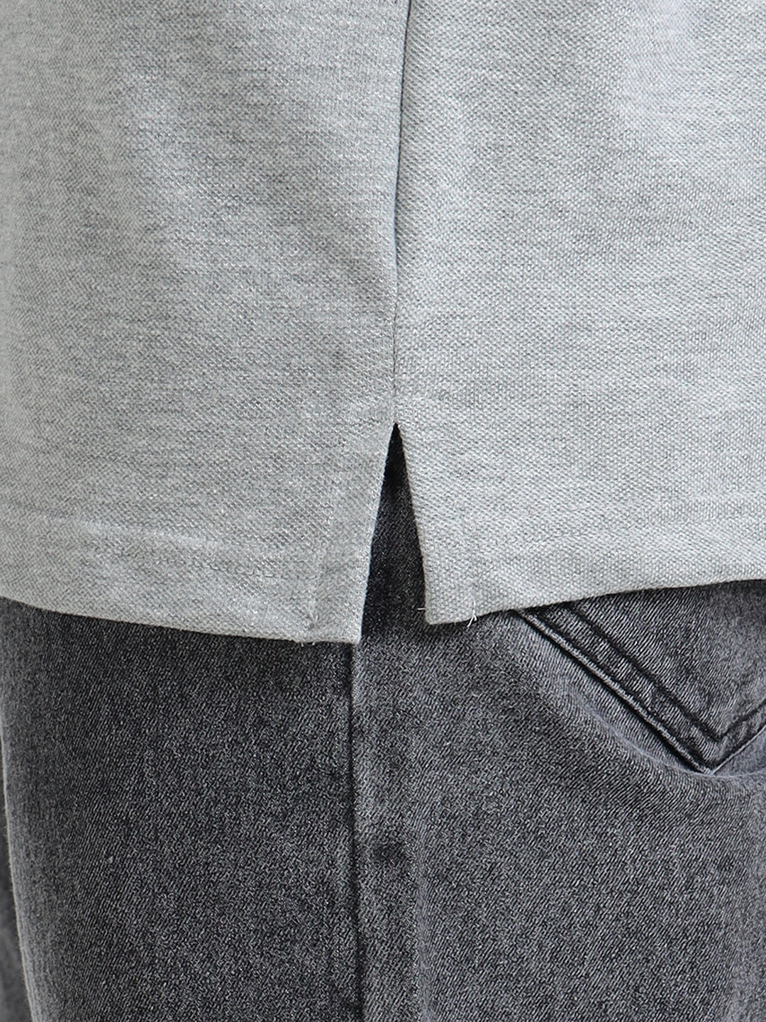 LE 21 Polo T-shirt with Pocket - Grey Melange