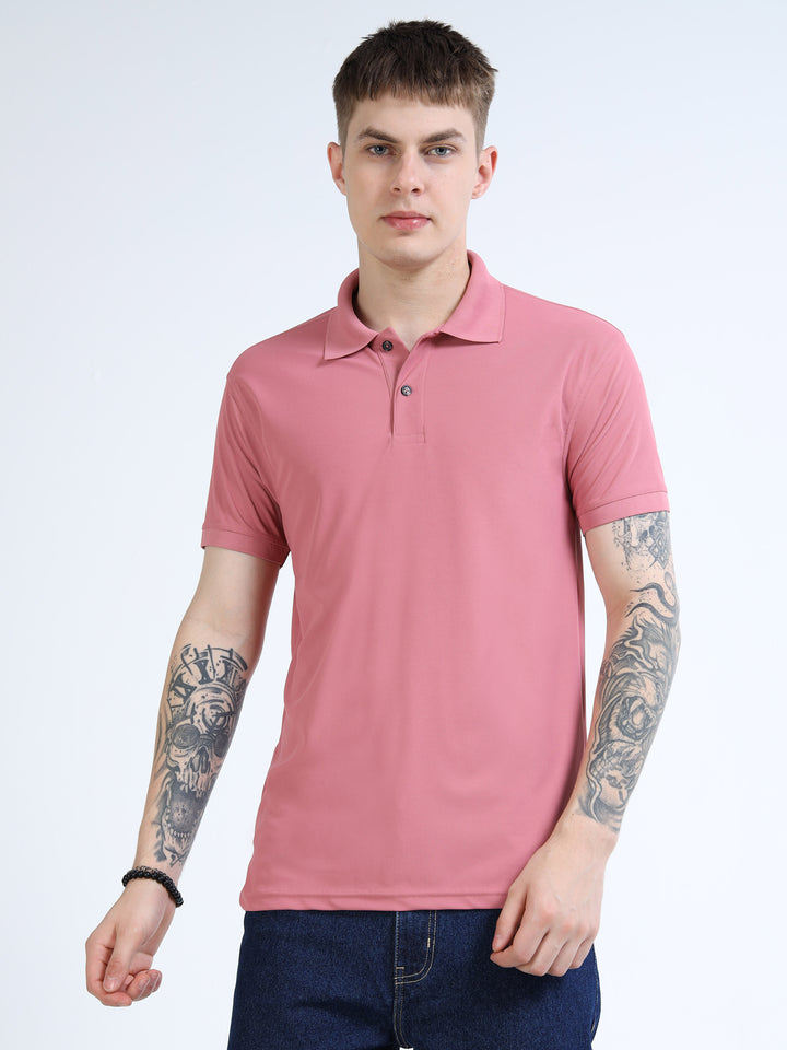 DK 01 Driknit Microfiber Polo Tshirt - Heather Rose