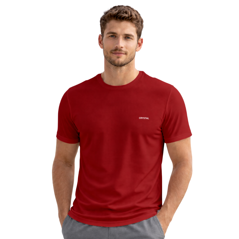 Driknit DK 05 Men’s Dry Knit Gym T-Shirt – Wrinkle Free, Sweat Absorbent, Quick Dry | Running, Training & Workout Tee - Maroon