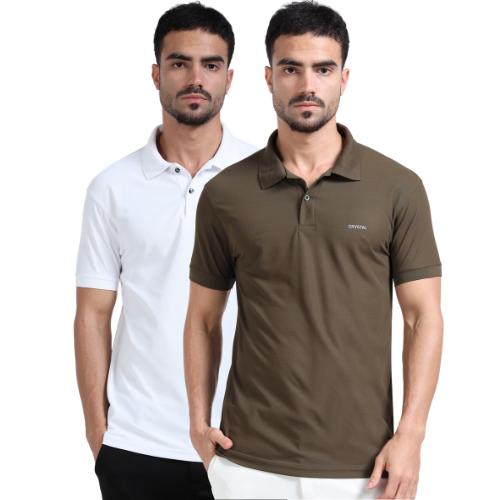 DK 01 Driknit Microfiber Polo Tshirt (Pack of 2)- (Olive,white)