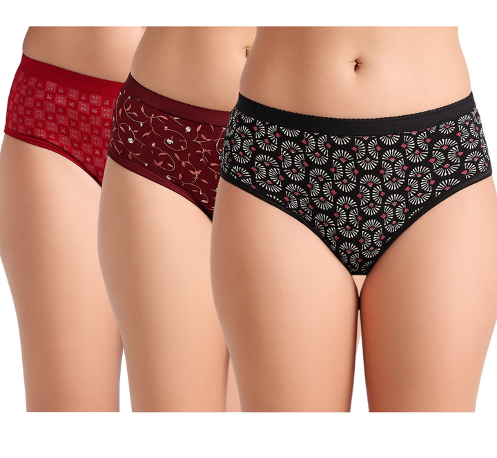 Body Talk Fine Printed Panties-OE  - (Pack of 3)-Assorted