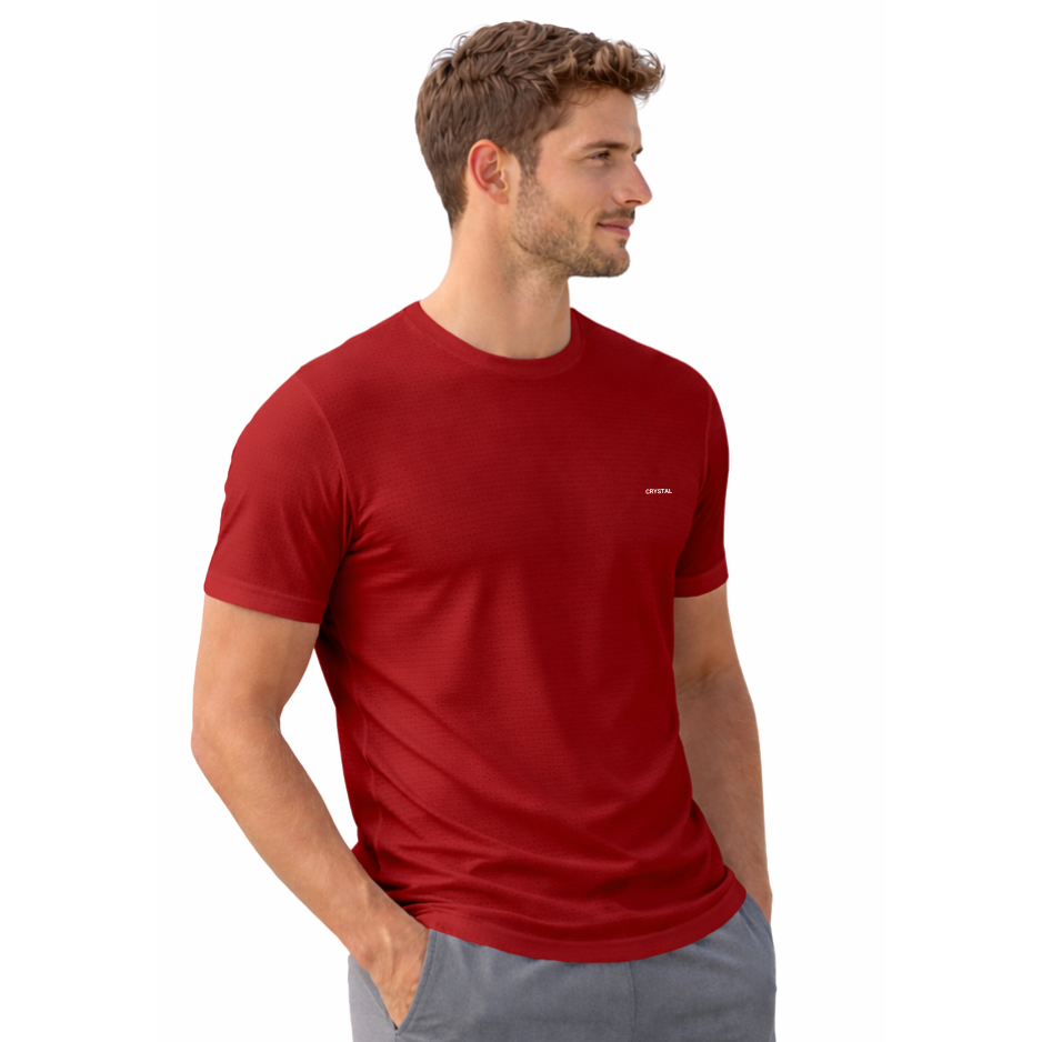 Driknit DK 05 Men’s Dry Knit Gym T-Shirt – Wrinkle Free, Sweat Absorbent, Quick Dry | Running, Training & Workout Tee - Maroon