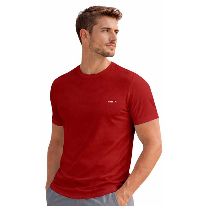 Driknit DK 05 Men’s Dry Knit Gym T-Shirt – Wrinkle Free, Sweat Absorbent, Quick Dry | Running, Training & Workout Tee - Maroon