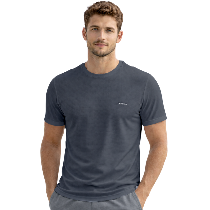 Driknit DK 05 Men’s Dry Knit Gym T-Shirt – Wrinkle Free, Sweat Absorbent, Quick Dry | Running, Training & Workout Tee - Charcoal