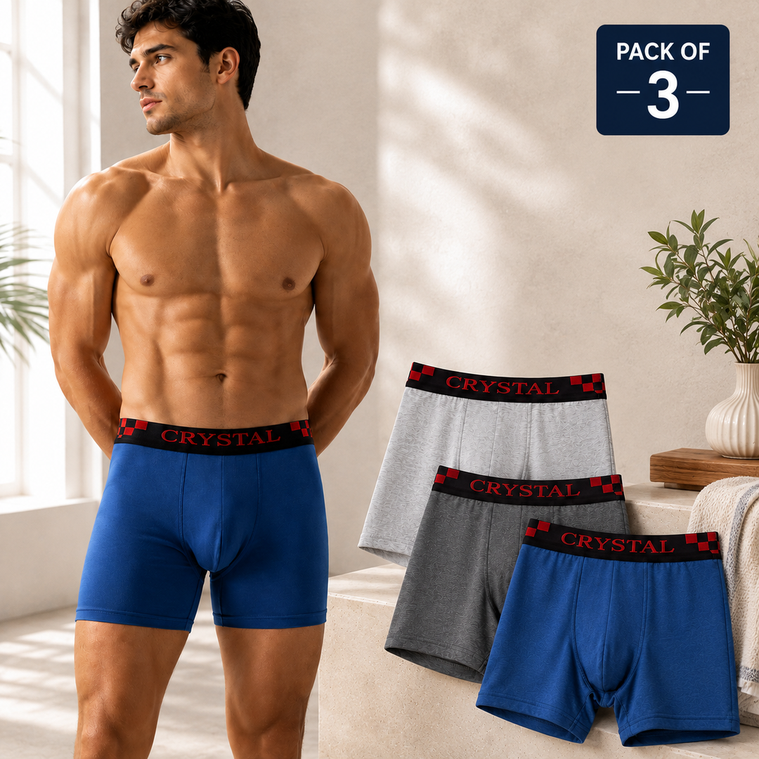 Lido Cotton Elastane Stretch Trunks - Assorted (Pack of 3)