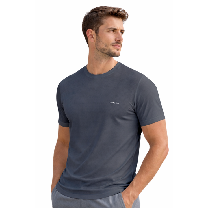 Driknit DK 05 Men’s Dry Knit Gym T-Shirt – Wrinkle Free, Sweat Absorbent, Quick Dry | Running, Training & Workout Tee - Charcoal