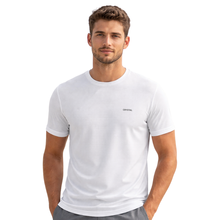Driknit DK 05 Men’s Dry Knit Gym T-Shirt – Wrinkle Free, Sweat Absorbent, Quick Dry | Running, Training & Workout Tee - White