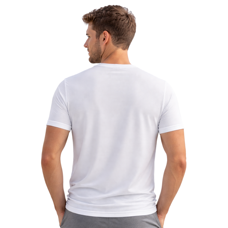 Driknit DK 05 Men’s Dry Knit Gym T-Shirt – Wrinkle Free, Sweat Absorbent, Quick Dry | Running, Training & Workout Tee - White