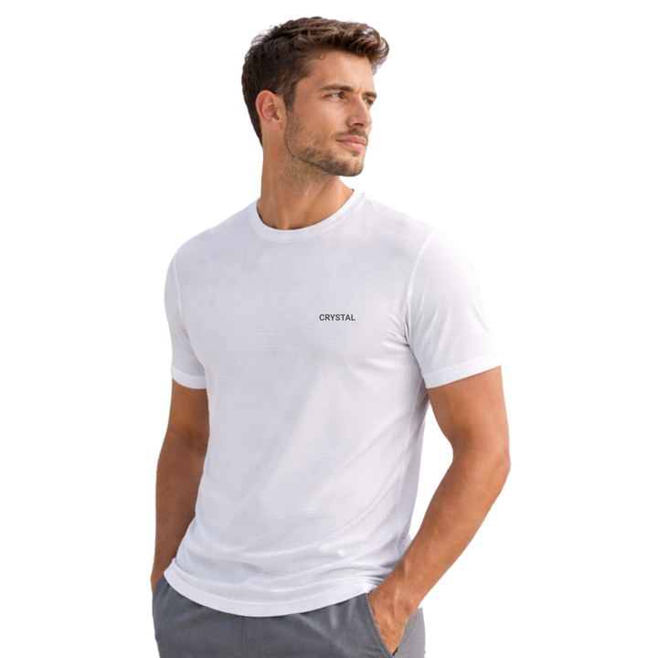 Driknit DK 05 Men’s Dry Knit Gym T-Shirt – Wrinkle Free, Sweat Absorbent, Quick Dry | Running, Training & Workout Tee - White