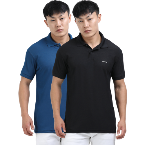 DK 01 Driknit Microfiber Polo Tshirt (Pack of 2)- (Black,Sailor Blue)
