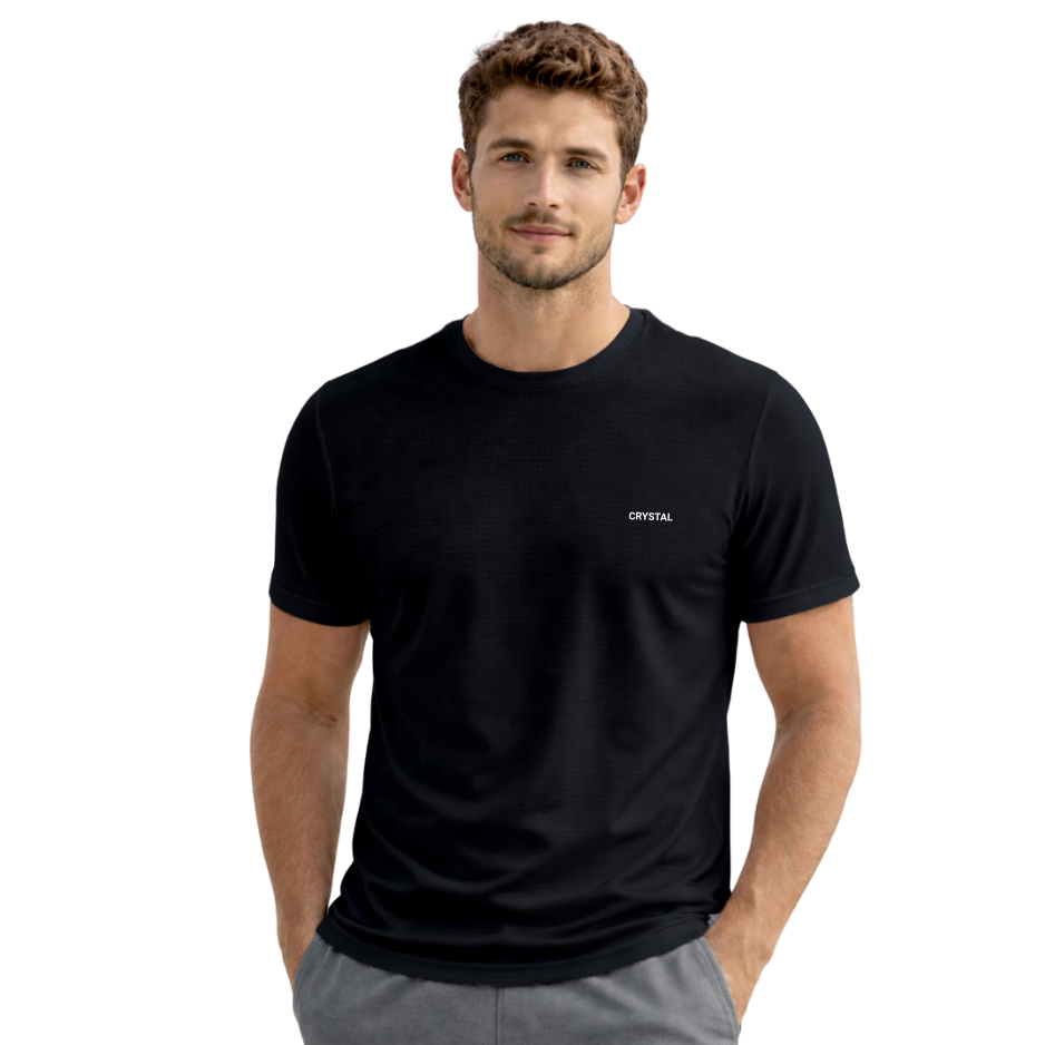 Driknit DK 05 Men’s Dry Knit Gym T-Shirt – Wrinkle Free, Sweat Absorbent, Quick Dry | Running, Training & Workout Tee - Black