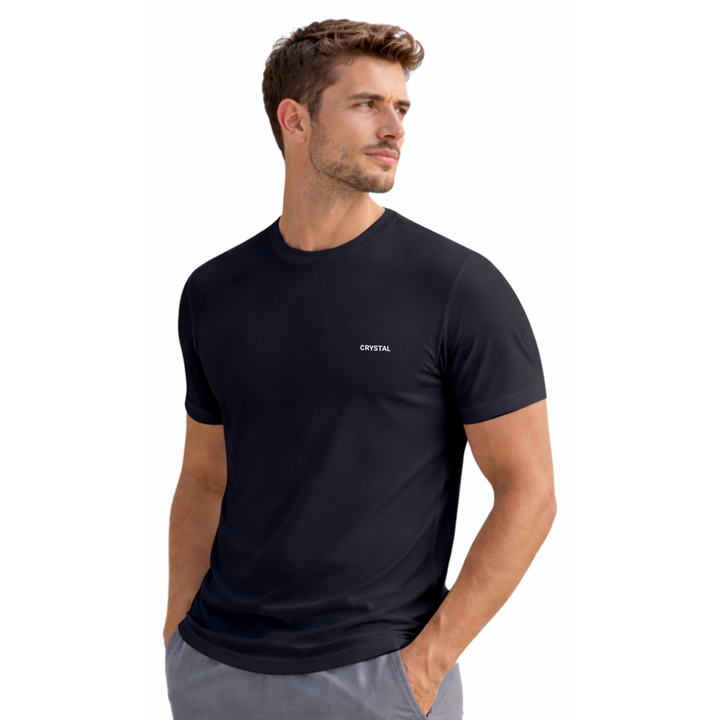 Driknit DK 05 Men’s Dry Knit Gym T-Shirt – Wrinkle Free, Sweat Absorbent, Quick Dry | Running, Training & Workout Tee - Black