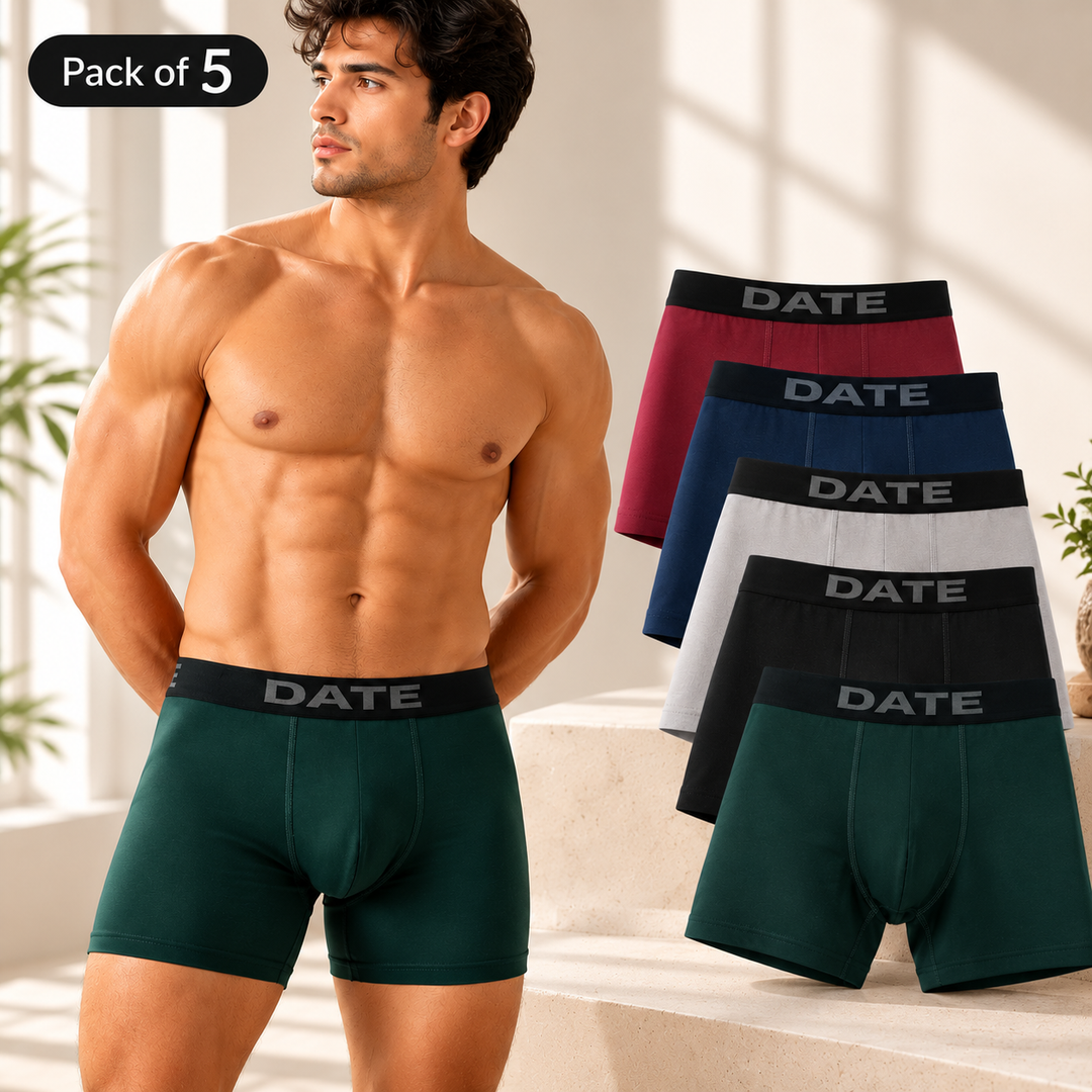 Date Modal Elastane Men's Trunks (Pack of 5)- Assorted