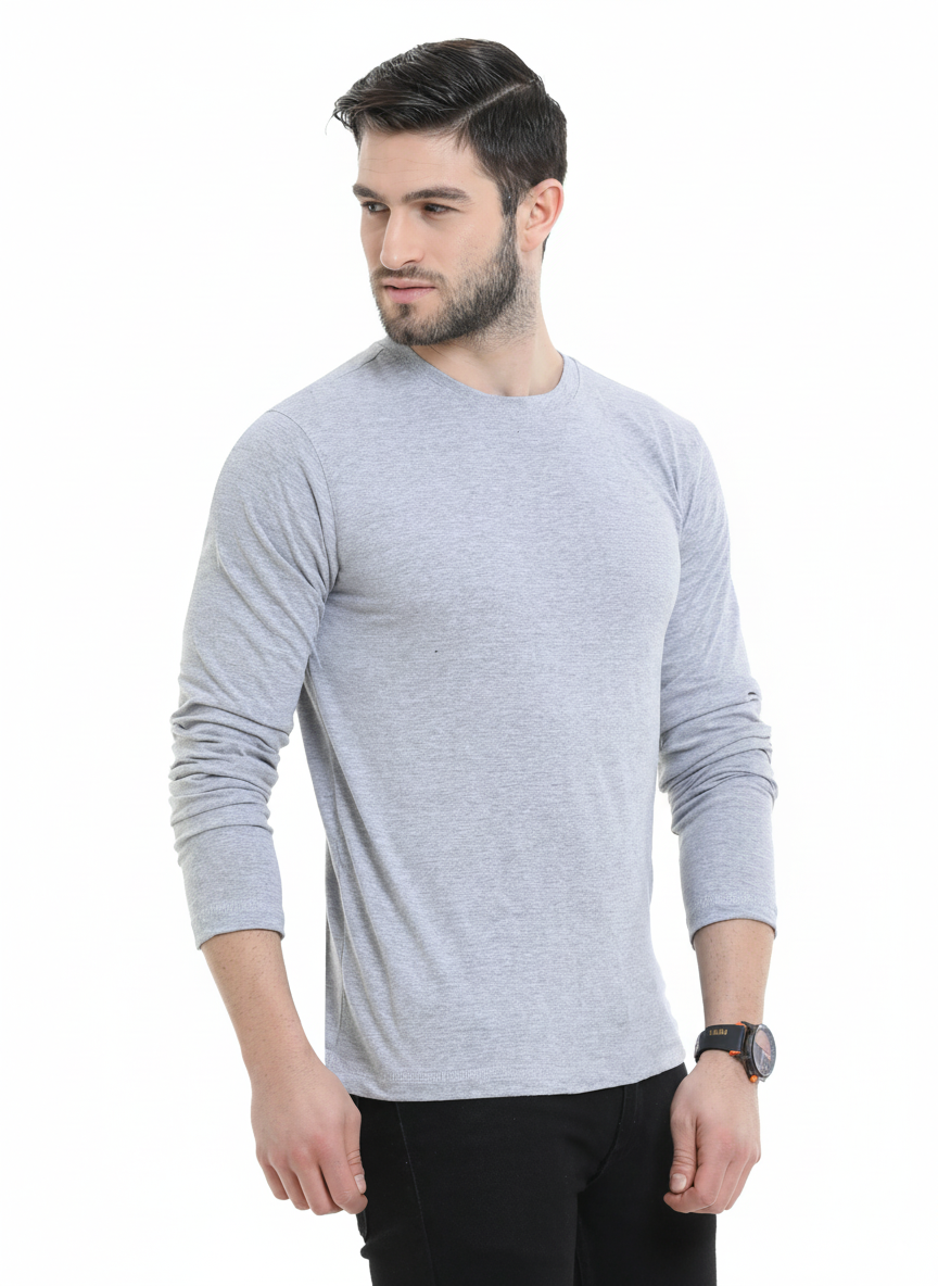 BU_09_Long_Sleeve_Round_Neck_T-Shirt_-_Grey_Melange